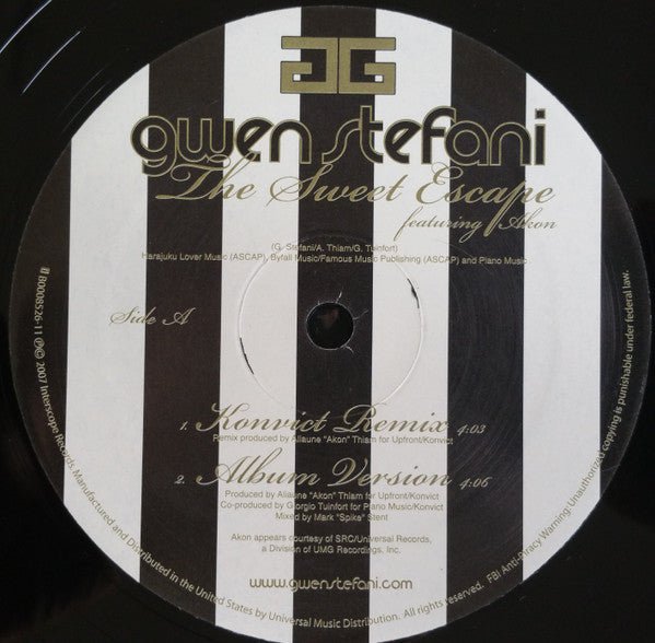 Gwen Stefani Featuring Akon : The Sweet Escape (12")