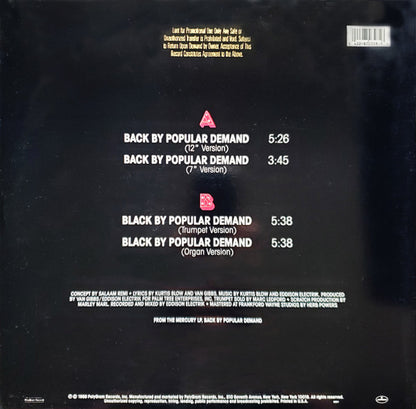 Kurtis Blow : Back By Popular Demand (12", Promo)