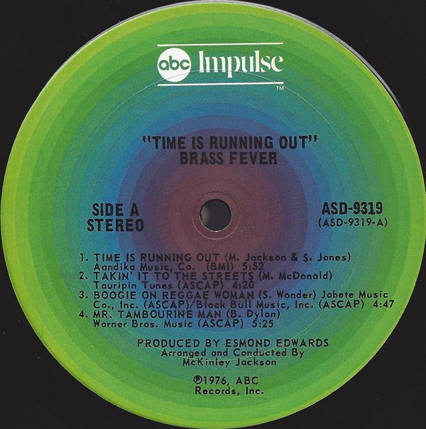 Brass Fever : Time Is Running Out (LP, Album, San)