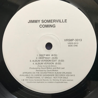 Jimmy Somerville : Coming (12", Promo)