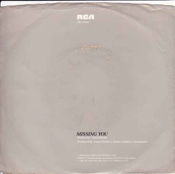 Diana Ross : Missing You (7", Single, Ind)