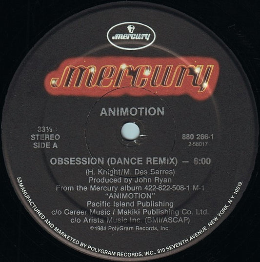 Animotion : Obsession (Dance Remix) (12", Single, Hau)