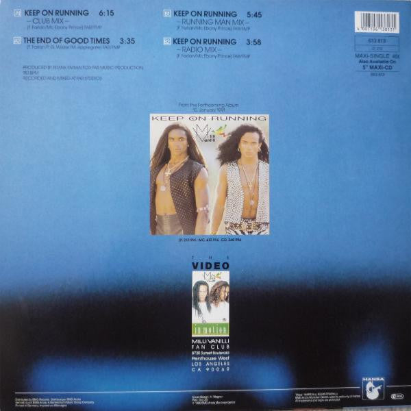 Milli Vanilli : Keep On Running (12", Maxi)