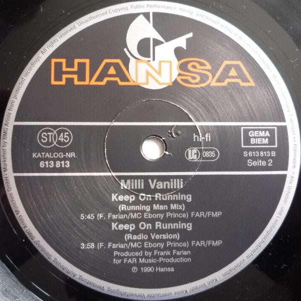 Milli Vanilli : Keep On Running (12", Maxi)