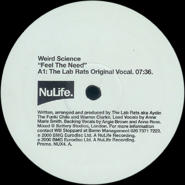 Weird Science : Feel The Need (12", Promo)