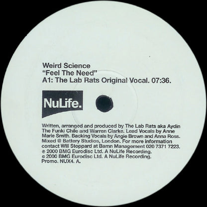 Weird Science : Feel The Need (12", Promo)