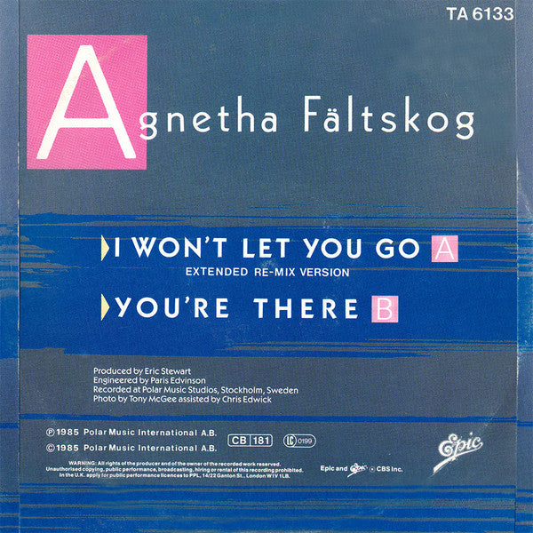 Agnetha Fältskog : I Won't Let You Go (12", Single)