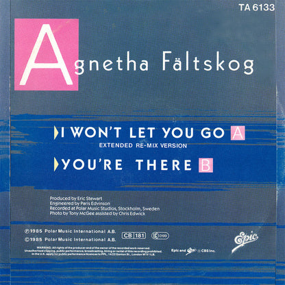 Agnetha Fältskog : I Won't Let You Go (12", Single)