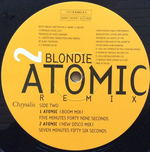 Blondie : Atomic (Remix) (12", Single)