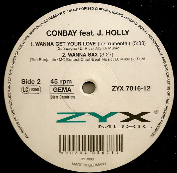 Conbay feat. J. Holly : Wanna Get Your Love (12")