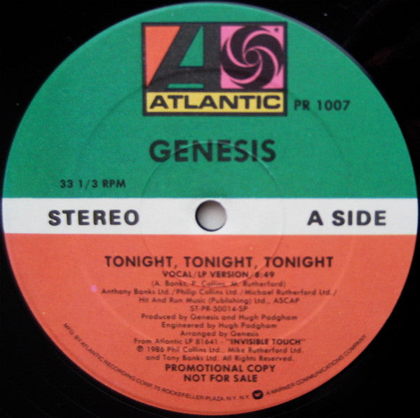 Genesis : Tonight, Tonight, Tonight (12", Single, Promo)