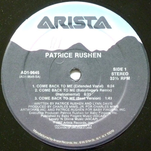 Patrice Rushen : Come Back To Me / Somewhere (12")