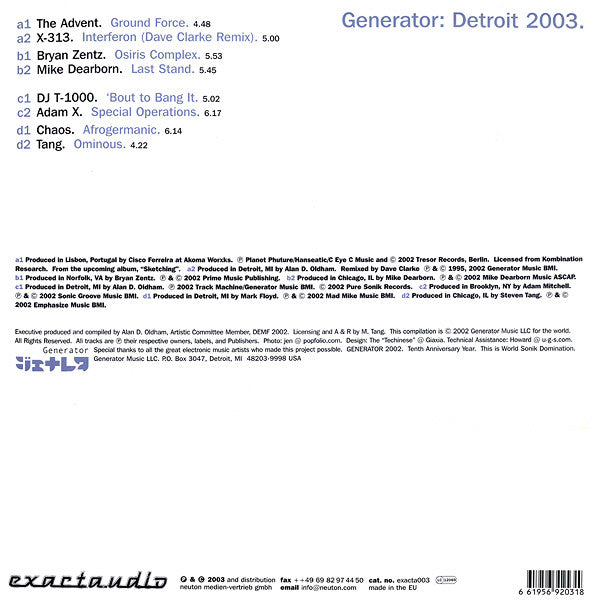 Various : Generator: Detroit 2003 (2x12")