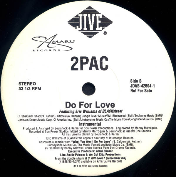 2Pac Featuring Eric Williams Of Blackstreet* : Do For Love (12", Single, Promo)