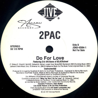 2Pac Featuring Eric Williams Of Blackstreet* : Do For Love (12", Single, Promo)
