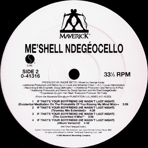 Me'Shell NdegéOcello : If That's Your Boyfriend (He Wasn't Last Night) (12")