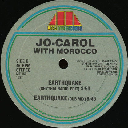 Jo-Carol With Morocco : Earthquake (12")