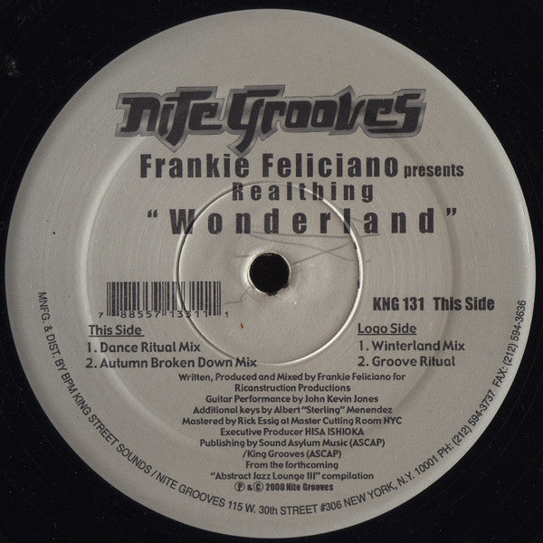 Frankie Feliciano Presents Realthing : Wonderland (12")