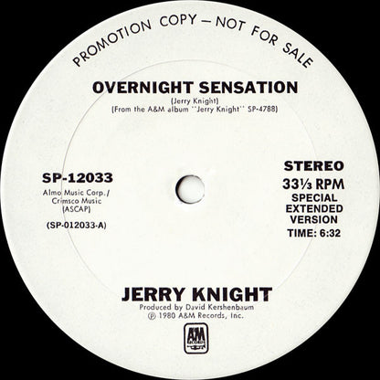 Jerry Knight : Overnight Sensation (12", Promo)