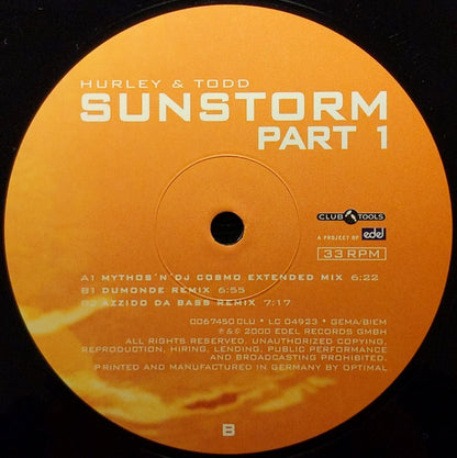 Hurley & Todd : Sunstorm (12", Par)
