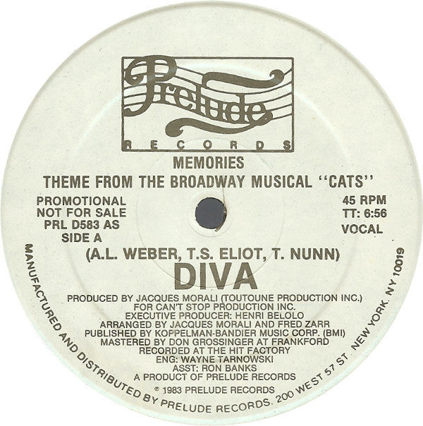 Diva* : Memories (Theme From The Broadway Musical "Cats") (12", Promo)