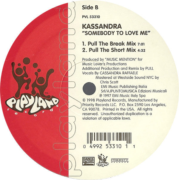 Cassandra Raffaele : Somebody To Love Me (12")