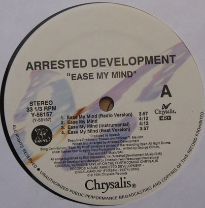 Arrested Development : Ease My Mind (12", Promo)