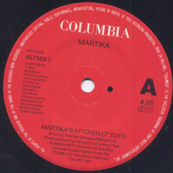 Martika : Martika's Kitchen (7", Single)