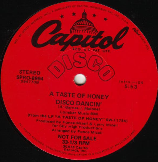 A Taste Of Honey : Disco Dancin' / Sky High (12", Promo)