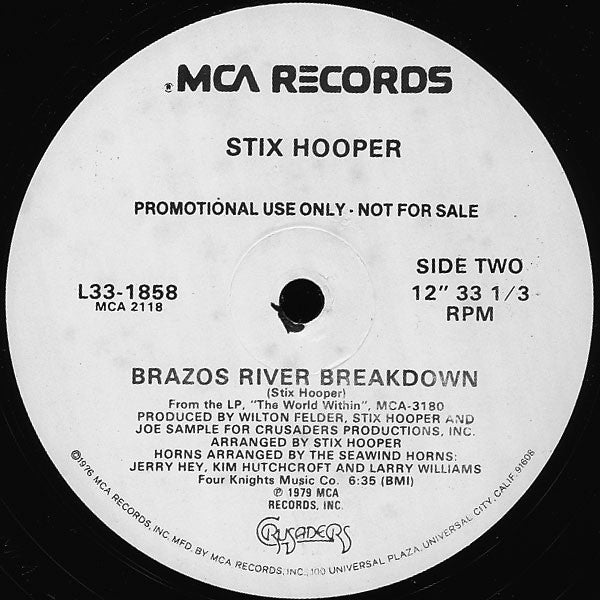 "Stix" Hooper : Brazos River Breakdown (12", Promo)