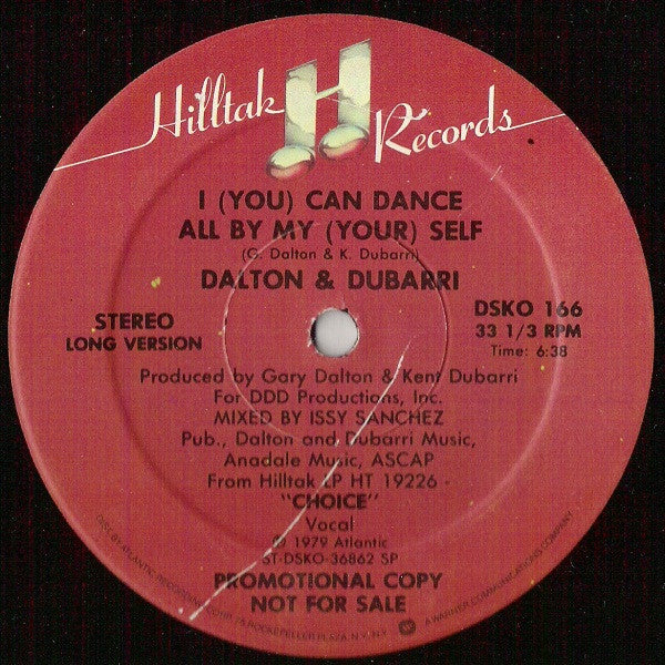 Dalton & Dubarri : I (You) Can Dance All By My (Your) Self (12", Promo)