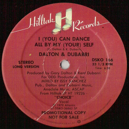 Dalton & Dubarri : I (You) Can Dance All By My (Your) Self (12", Promo)