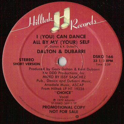 Dalton & Dubarri : I (You) Can Dance All By My (Your) Self (12", Promo)