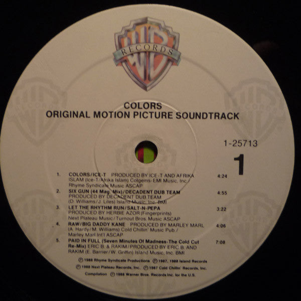 Various : Colors (Original Motion Picture Soundtrack) (LP, Album, Comp, Spe)