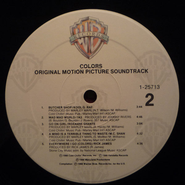 Various : Colors (Original Motion Picture Soundtrack) (LP, Album, Comp, Spe)