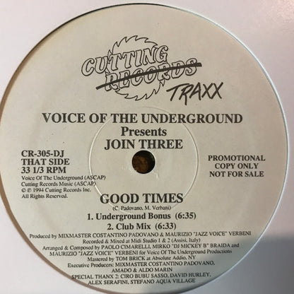 Voice Of The Underground Presents Join Three : Good Times (12", Promo)