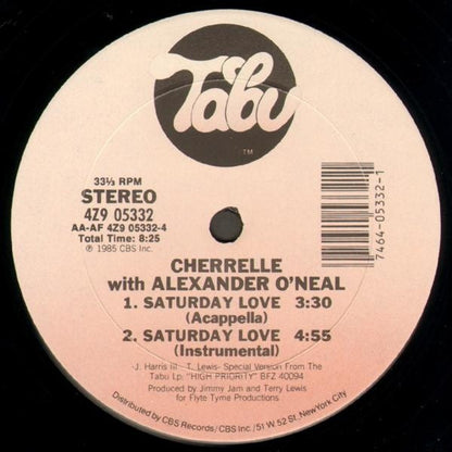 Cherrelle With Alexander O'Neal : Saturday Love (12" Extended Dance Version) (12", Pic)