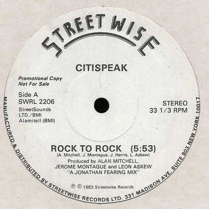 Citispeak : Rock To Rock (12", Promo)