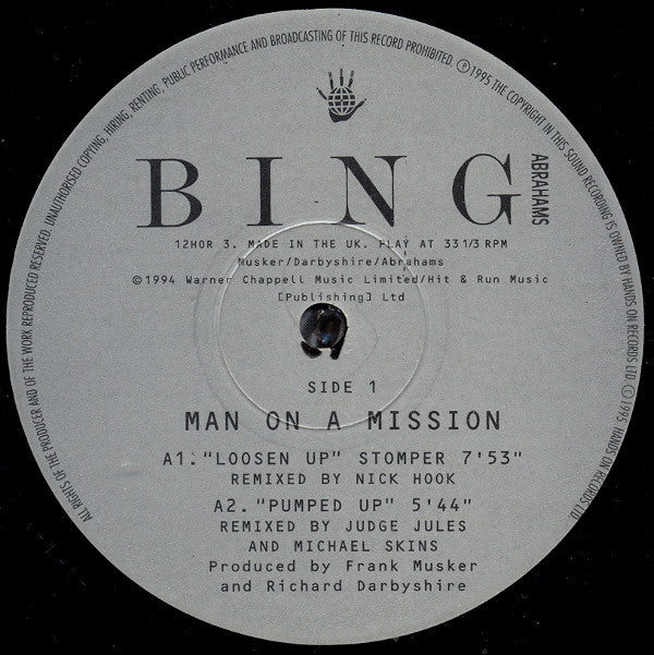 Bing Abrahams : Man On A Mission / Touch (12")