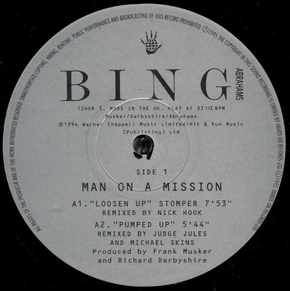 Bing Abrahams : Man On A Mission / Touch (12")