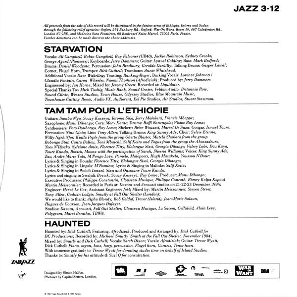 Starvation / Tam Tam Pour L'Éthiopie : Starvation / Tam Tam Pour L'Éthiopie / Haunted (12", Single)