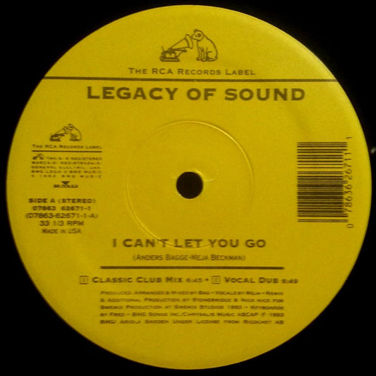 Legacy Of Sound : I Can't Let You Go (12")