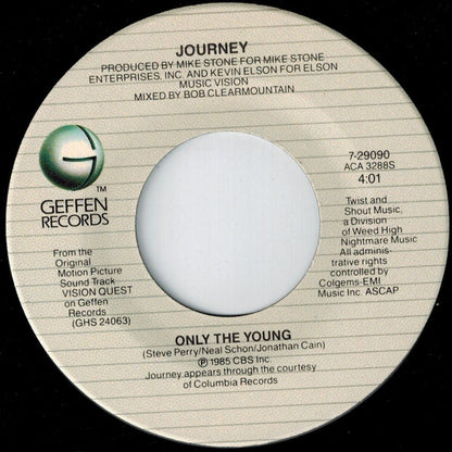 Journey : Only The Young (7", Single, Spe)