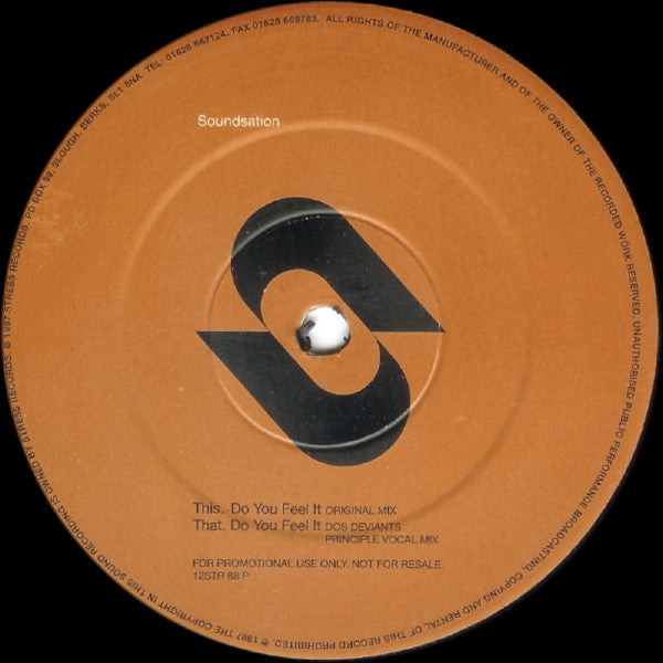 Soundsation : Do You Feel It (12", Promo)