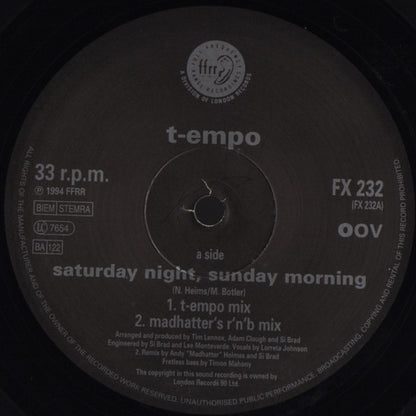 T-Empo : Saturday Night, Sunday Morning (12", Single)