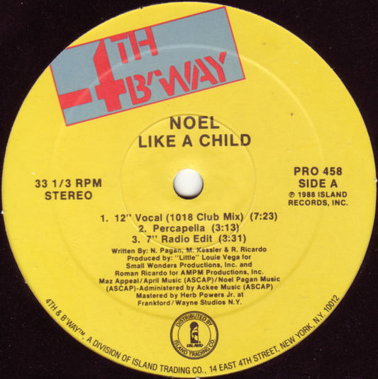 Noel : Like A Child (12", Promo)