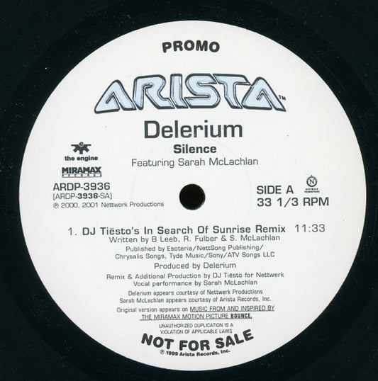 Delerium Featuring Sarah McLachlan : Silence (12", Promo)