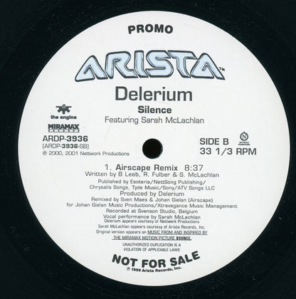 Delerium Featuring Sarah McLachlan : Silence (12", Promo)