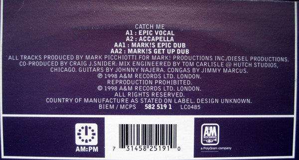 The Absolute : Catch Me (Mark Picchiotti Mixes) (12")