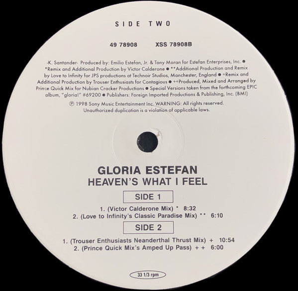 Gloria!* : Heaven's What I Feel (12", Single, Par)